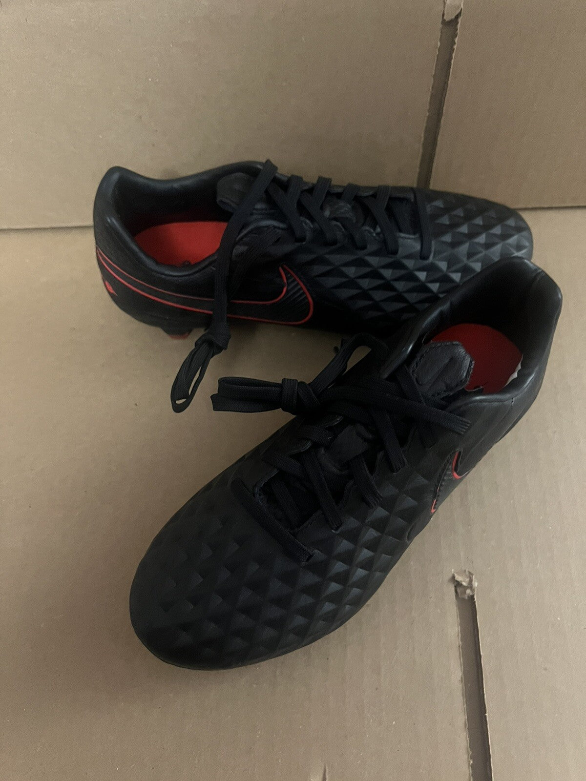 Nike Mens Legend 8 Pro FG Soccer Cleats Leather (AT6133 060) Black Red Size 4.5